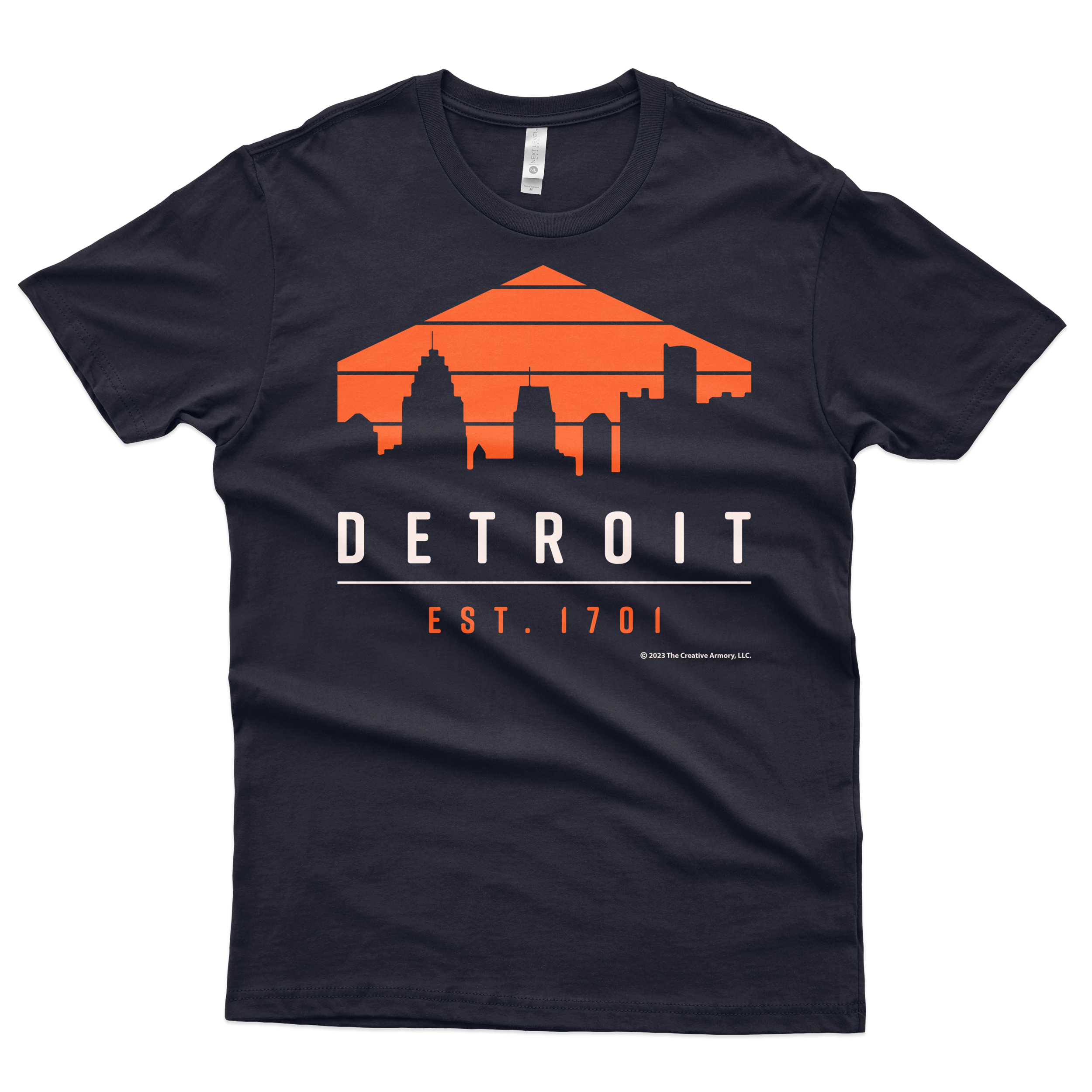 Detroit 1701 T-Shirt - Navy/Orange/White