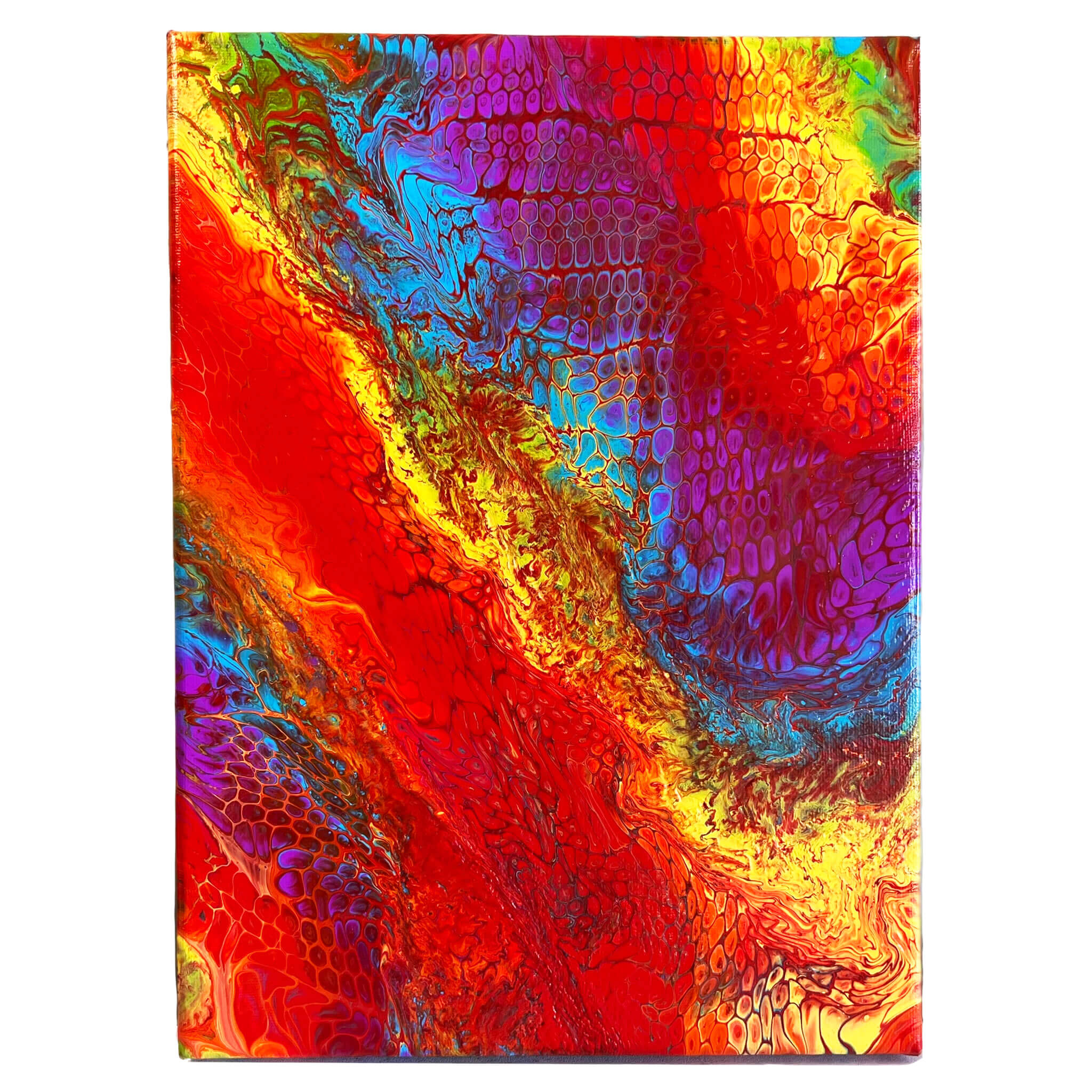 "Rainbow Water" - 9x12 in. Abstract Acrylic Pour Painting