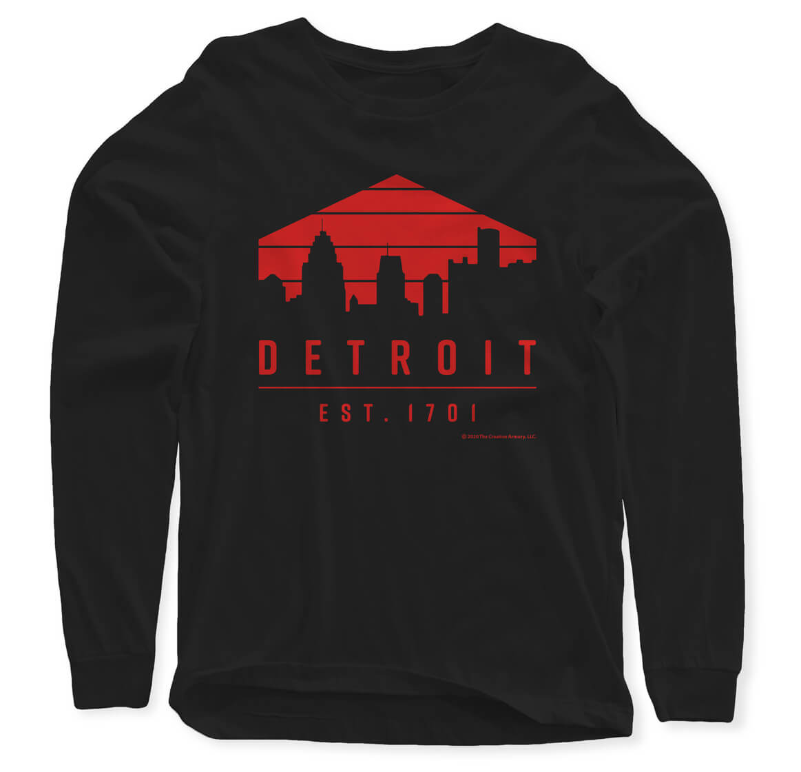 Detroit 1701 Long Sleeve T-Shirt - Black/Red