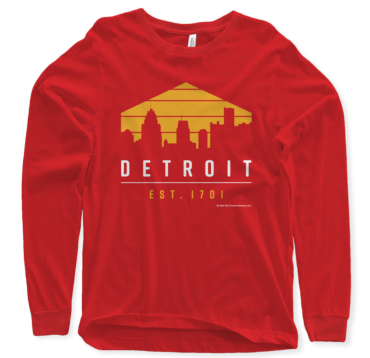 Detroit 1701 Long Sleeve T-Shirt - Red/Gold