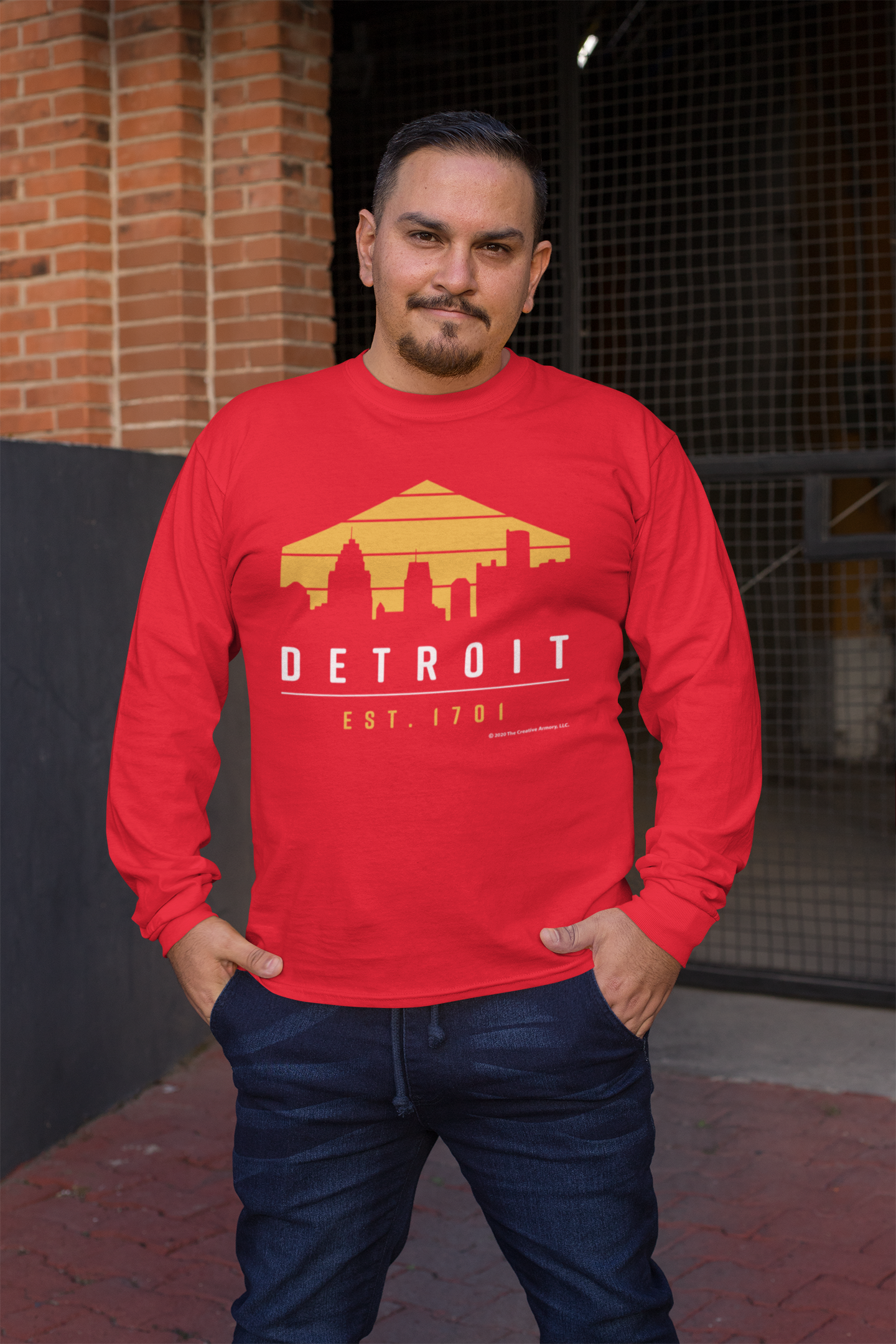 Detroit 1701 Long Sleeve T-Shirt - Red/Gold